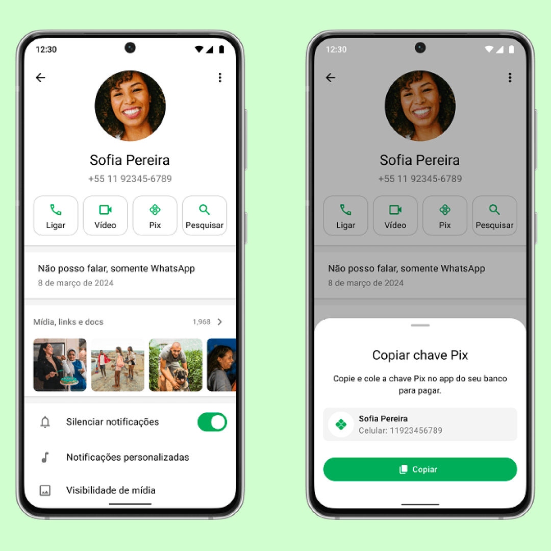 WhatsApp permite adicionar chave Pix ao perfil