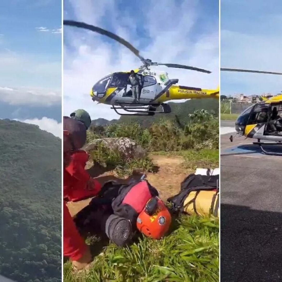 Montanhista é resgatado de helicóptero após problemas de saúde no Pico Paraná