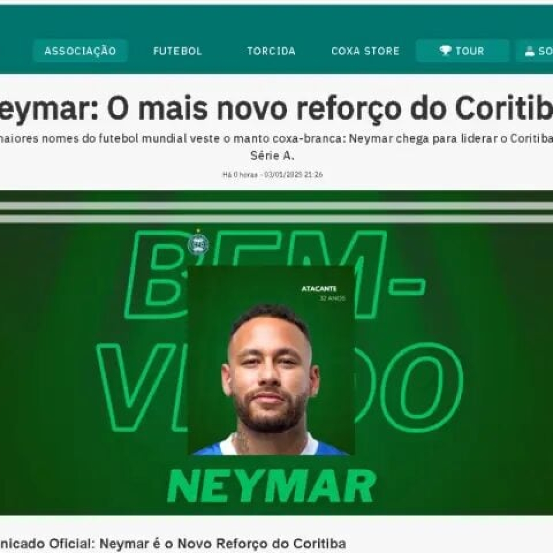 Ataque hacker divulga falsa contratação de Neymar pelo Coritiba