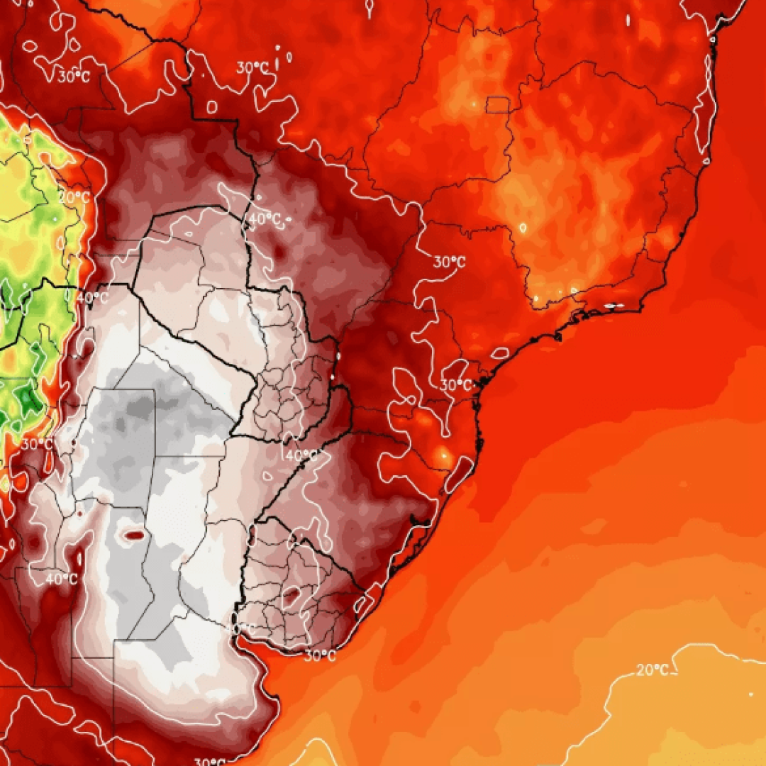 Bolha de calor afetará Centro e Norte da Argentina, Uruguai, Paraguai e Sul do Brasil