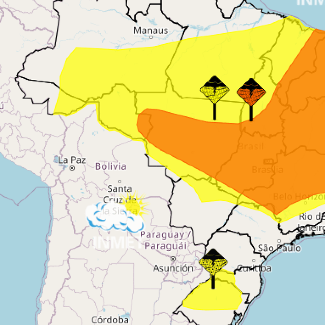 Alerta laranja para chuvas intensas em 15 estados e DF